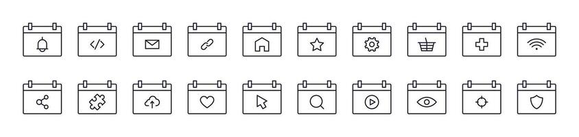 Ring, Link, Envelope, House etc on Web Page Line Icon Collection. Editable Stroke. Perfect for Infographics, Articles, Books, Flyers, Banners vector