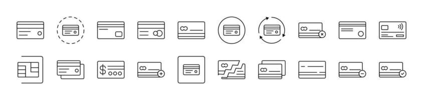 Credit or Debit Cards Related Image Collection. Editable Stroke. Perfect for Infographics, Articles, Books, Flyers, Banners vector