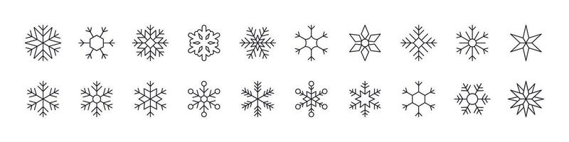 Snowflakes Line Icon Set. Editable Stroke. Minimalistic Linear Pictogram for Design of Cards, Apps, Banners, Posts vector