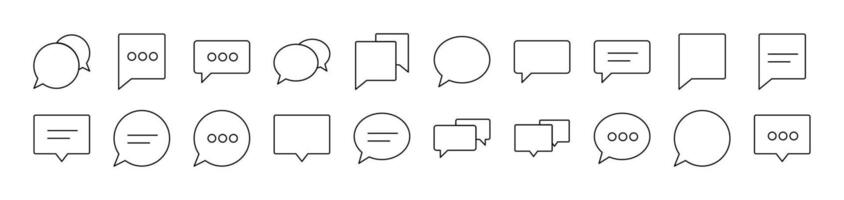 Speech Bubble as Communication and Dialogue Line Icon Collection. Editable Stroke. Perfect for Infographics, Articles, Books, Flyers, Banners vector