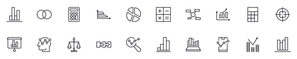 Business and analytics web outline symbols collection for stores, shops, banners, design vector