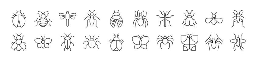 Insect Line Icon Collection. Editable Stroke. Perfect for Infographics, Articles, Books, Flyers, Banners vector