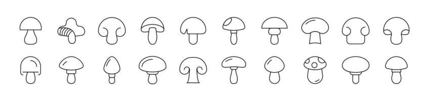 Mushroom Outline Simple Linear Image Collection. Editable Stroke. Suitable for Web Sites, Books, Cards, Apps vector