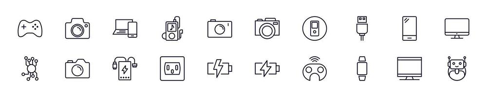 Electronics line icons pack. Simple outline sign and editable stroke for web sites, articles, books, apps vector