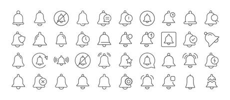 Bell with Items Thin Icons Collection. Editable Stroke. Suitable for Web Sites, Books, Cards, Apps vector