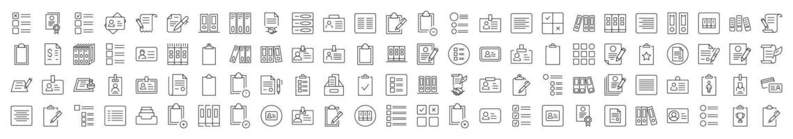 Bundle of Paper Job Related Line Icons. Editable Stroke for Design, Web Sites, Apps, Cards. Contains Linear Images of Documents, Office, Work vector