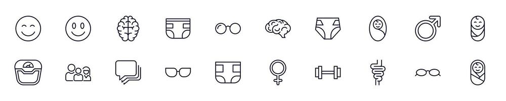 People outline icons drawn with black thin line. Editable stroke. Simple linear illustration that can be used as a design element for apps and websites vector