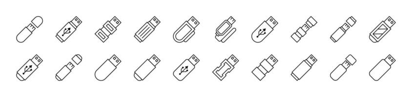 Flash Card or Memory Card Outline Simple Linear Image Collection. Editable Stroke. Suitable for Web Sites, Books, Cards, Apps vector