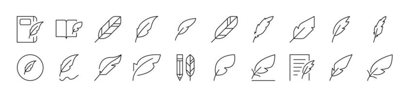 Feather Icon Set for UI, Placards, Books, Apps. Editable Stroke. Suitable for Web Sites, Books, Cards, Apps vector