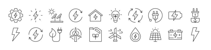 Collection of Line Icons of Green Energy Drawn with Thin Line for apps, web sites, banners, infographics and other types of design vector
