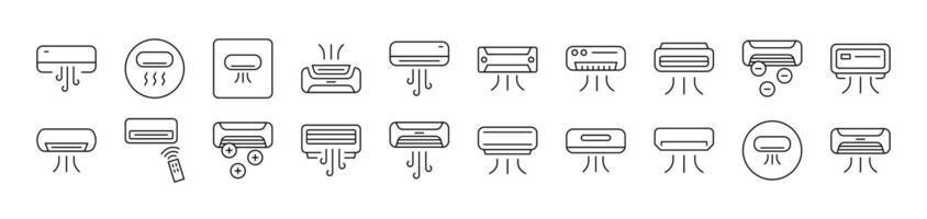 Air Conditioning Thin Icons Collection. Editable Stroke. Suitable for Web Sites, Books, Cards, Apps vector