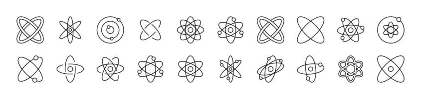 Isolated Atom, Orbit Simple Isolated Line Icons Collection. Editable Stroke. Suitable for Web Sites, Books, Cards, Apps vector