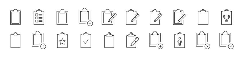 Clipboard Outline Image Collection. Editable Stroke. Perfect for Infographics, Articles, Books, Flyers, Banners vector