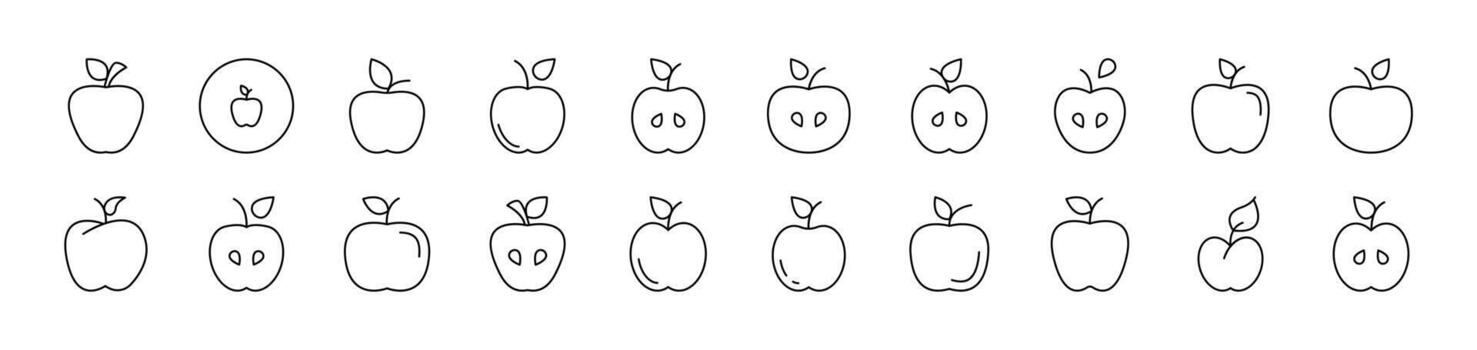 Apple Thin Icons Collection. Editable Stroke. Suitable for Web Sites, Books, Cards, Apps vector