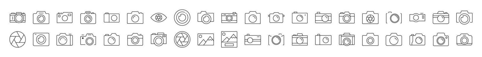 Collection of Photo Related Line Icons. Editable Stroke for Design, Web Sites, Apps, Cards. Contains Linear Images of Camera vector