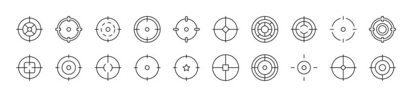 Target Thin Icons Collection. Editable Stroke. Suitable for Web Sites, Books, Cards, Apps vector