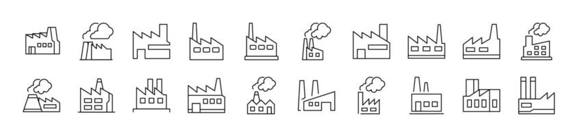 Factory and Manufacture Related Line Icon Collection. Editable Stroke. Perfect for Infographics, Articles, Books, Flyers, Banners vector