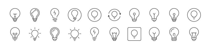 Light Bulb, Lamp Outline Image Collection. Editable Stroke. Perfect for Infographics, Articles, Books, Flyers, Banners vector