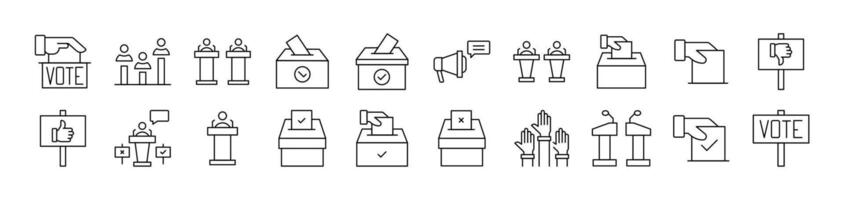 Election Outline Symbols Drawn with Thin Line for apps, web sites, banners, infographics and other types of design vector