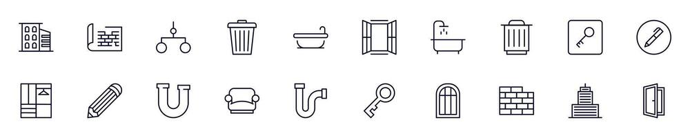 Collections of line icons of house, repair, renovation. Simple linear illustration that perfect for web banners, social networks, articles, infographics vector