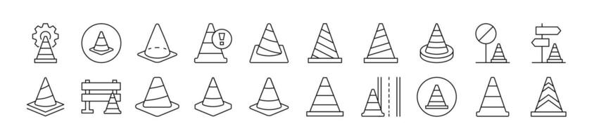 Traffic Cone Simple Icon Collection. Editable Stroke. Perfect for Infographics, Articles, Books, Flyers, Banners vector