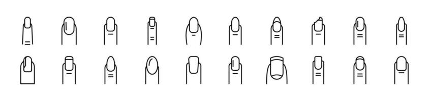 Nail Set of Thin Icons. Editable Stroke. Suitable for Web Sites, Books, Cards, Apps vector