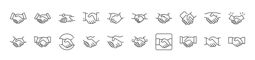 Handshaking Outline Picture Collection. Editable Stroke. Perfect for Infographics, Articles, Books, Flyers, Banners vector