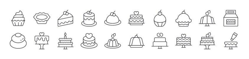 Cakes and Pastries Line Icon Collection. Editable Stroke. Perfect for Infographics, Articles, Books, Flyers, Banners vector