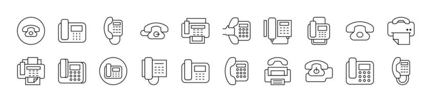 Phone and Fax Set of Thin Icons. Editable Stroke. Suitable for Web Sites, Books, Cards, Apps vector