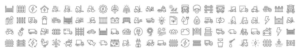 Agriculture Icon Collection. Contains Icons of Tractor, Fence, Farm, Energy that Can Be Used for Design of Cards, Posts, Apps, Web Sites vector