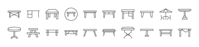 Table Outline Simple Linear Image Collection. Editable Stroke. Suitable for Web Sites, Books, Cards, Apps vector