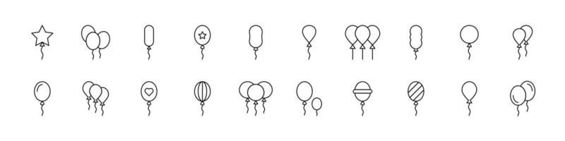 Holiday Ballon Bundle of Thin Icons. Editable Stroke. Suitable for Web Sites, Books, Cards, Apps vector