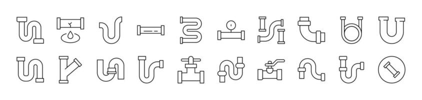 Pipe Set of Thin Icons. Editable Stroke. Suitable for Web Sites, Books, Cards, Apps vector