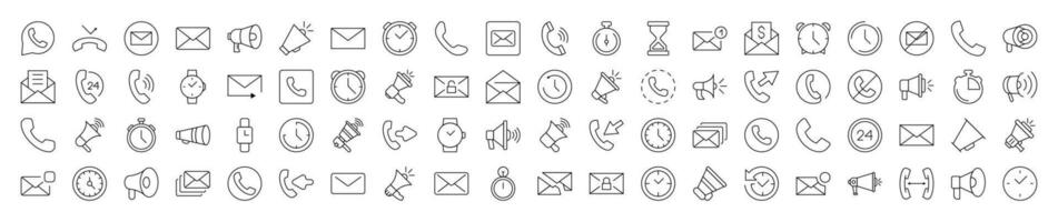Contact Us and Interface Line Icon Set. Editable Stroke. Minimalistic Linear Pictogram for Design of Cards, Apps, Banners, Posts vector