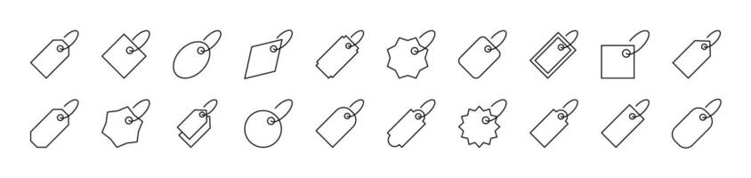 Label Line Icon Bundle. Editable Stroke. Minimalistic Linear Pictogram for Design of Cards, Apps, Banners, Posts vector