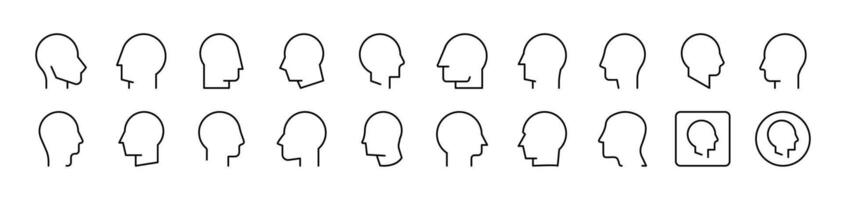 Set of Line Icons of Faceless Person Profile. Editable Stroke. Minimalistic Linear Pictogram for Design of Cards, Apps, Banners, Posts vector