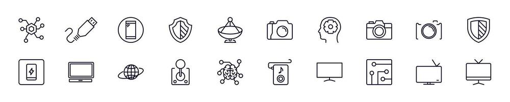 Collections of line icons of electronics. Simple linear illustration that perfect for web banners, social networks, articles, infographics vector