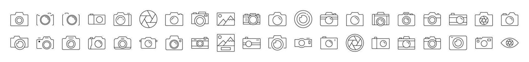 Pack of Photo Related Line Icons. Editable Stroke for Design, Web Sites, Apps, Cards. Contains Linear Images of Camera vector