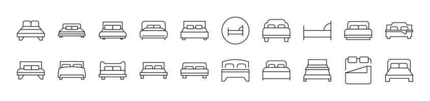 Bed Thin Icons Collection. Editable Stroke. Suitable for Web Sites, Books, Cards, Apps vector
