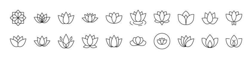 Flower Pack of Thin Icons. Editable Stroke. Suitable for Web Sites, Books, Cards, Apps vector