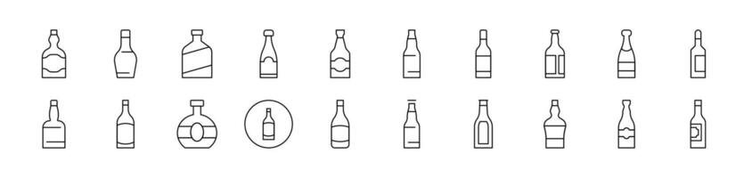 Bottle Thin Icons Collection. Editable Stroke. Suitable for Web Sites, Books, Cards, Apps vector