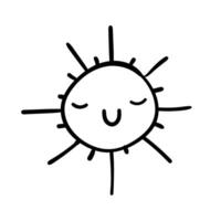 Sun hand doodle summer illustration vector