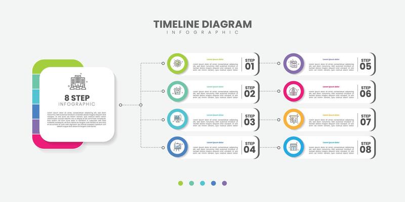 Infographic label design with circle infographic template design and 8 options or steps. Can be used for process diagram, presentations, workflow layout, banner, flow chart, info graph.