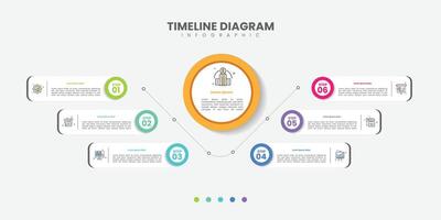 Infographic label design with modern circle infographic template design and 6 options or steps. Can be used for process diagram, presentations, workflow layout, banner, flow chart, info graph. vector