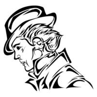 Man in hat silhouette. Mysterious, stylish, and classic. Ideal for design and illustrations vector