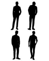 Set of male silhouettes in various standing poses, Versatile for design and creative projects vector