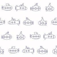 Outline Collection of Submarine Seamless Pattern illustration Design vector