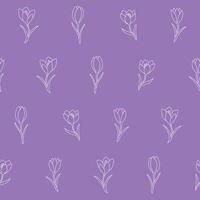 Outline Collection of Crocus Seamless Pattern illustration for Print, Wallpaper, Decoration. vector