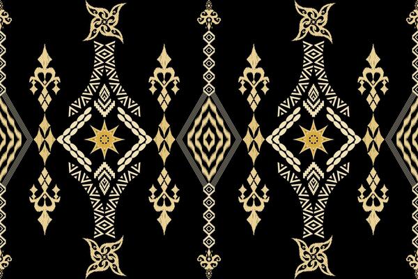 embroidery style traditional art pattern on black background
