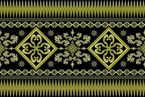 geometric ethnic oriental pattern traditional .Aztec style embroidery abstract on black background vector